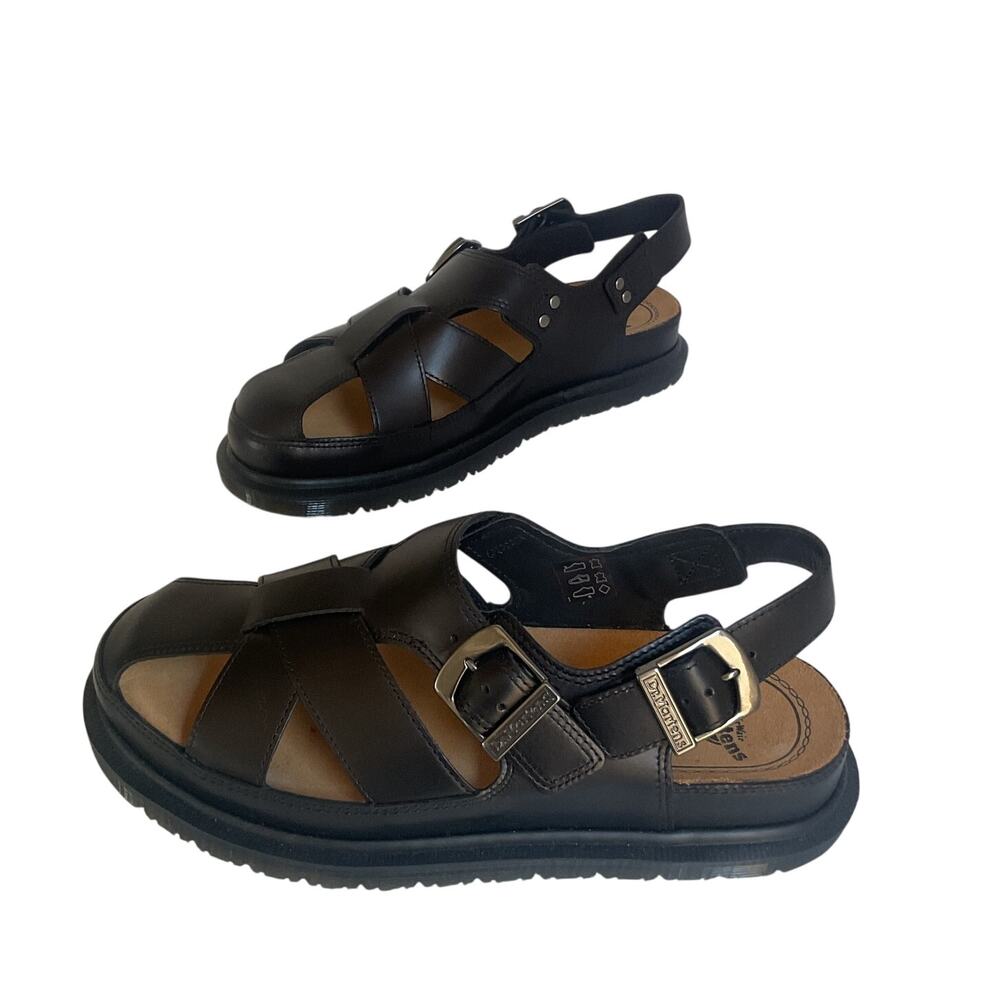 Vintage Dr Martens AirWair Fisherman Sandals Black Leather US M9 W10 EU42